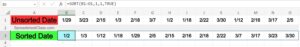 Example of how to sort horizontally in Excel with the SORT function