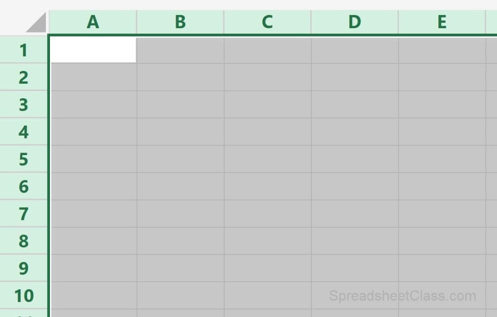 An example of selecting all cells to make graph paper in Excel