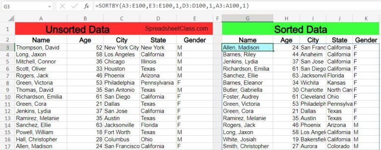 How to use the SORT & SORTBY functions in Excel