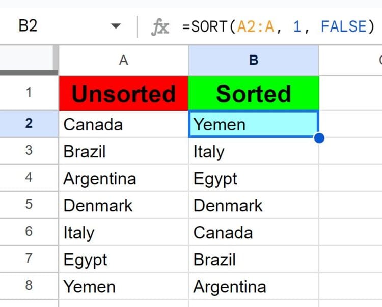 How to alphabetize with or without a formula in google sheets