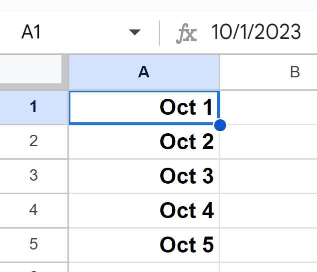 Example of Before removing date format by converting to plain text format in Google Sheets