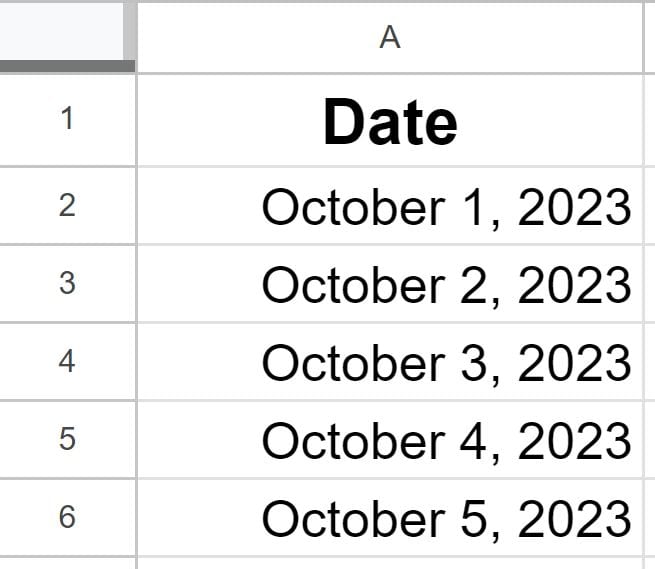 Example of Date with month in text in Google Sheets