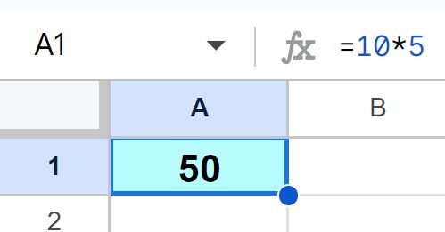 Example of How to Multiply in Google Sheets by using numbers