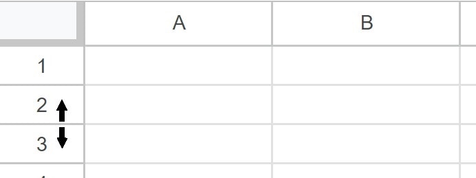 Example of How to change cell height in Google Sheets to change the vertical cell size to make cells taller or shorter