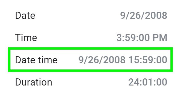 Example of How to change date format to date time format in Google Sheets to display date with time