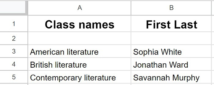 Example of Insert new rows in specific locations in Google Sheets