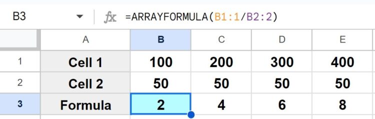 How to divide in Google Sheets (Divide numbers, cells, columns, & rows)