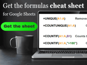 Footer image for Google Sheets cheat sheet coffee and computer