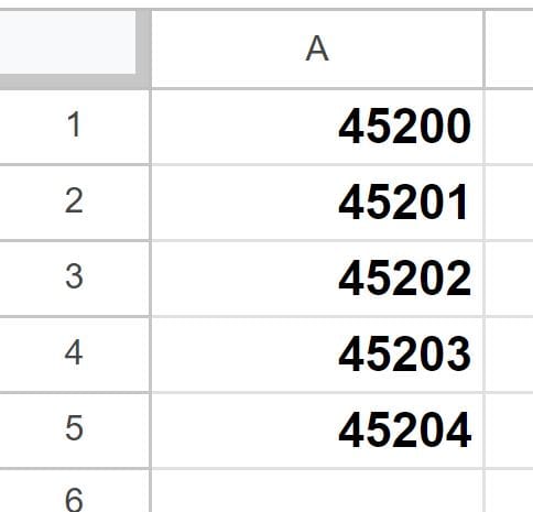 Example of Remove date format in Google Sheets after date format was removed