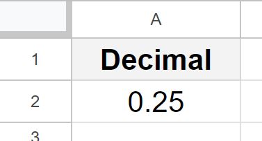 Example Before converting decimal to time in Google Sheets