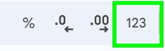 Example of Clicking the more formats menu in Google Sheets to access time format