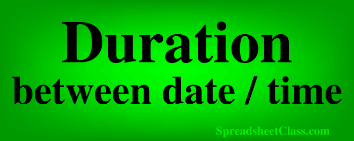 Lesson on How to calculate duration between times and dates in Google Sheets top image by SpreadsheetClass.com