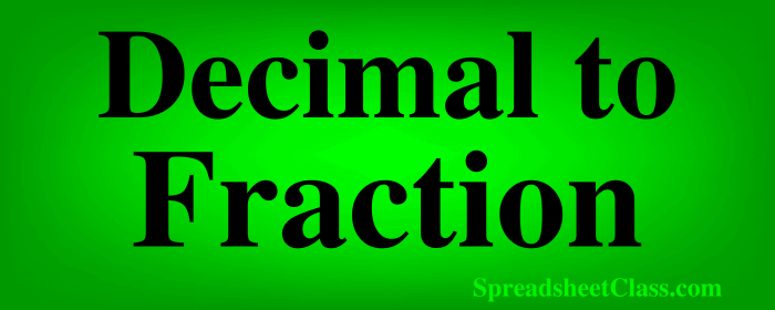 Lesson on How to convert decimals to fractions in Google Sheets top image by SpreadsheetClass.com