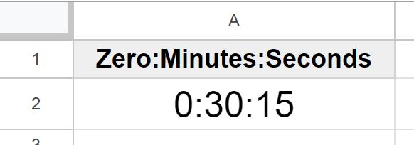 Example of Minutes and seconds duration without hours in Google Sheets