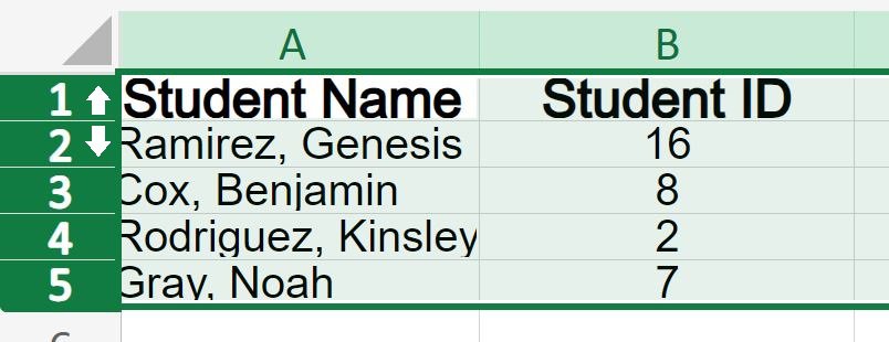 Example of Automatically adjusting row height in Excel with Auto Fit row height before adjustment with rows selected and cursor hovering