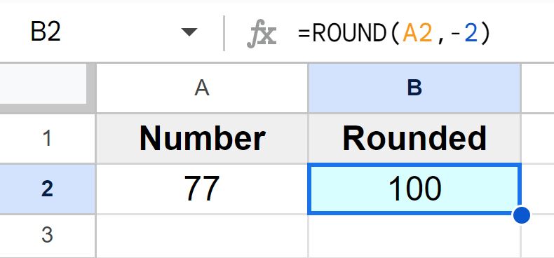 Example of Rounding to nearest 100 in Google Sheets