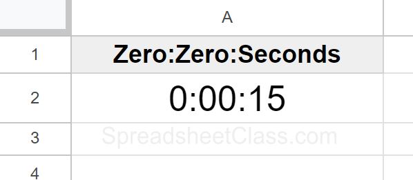 Example of Seconds duration without hours and minutes in Google Sheets
