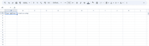 Example of how to hide the menu in Google Sheets, part 2 after hiding the menu